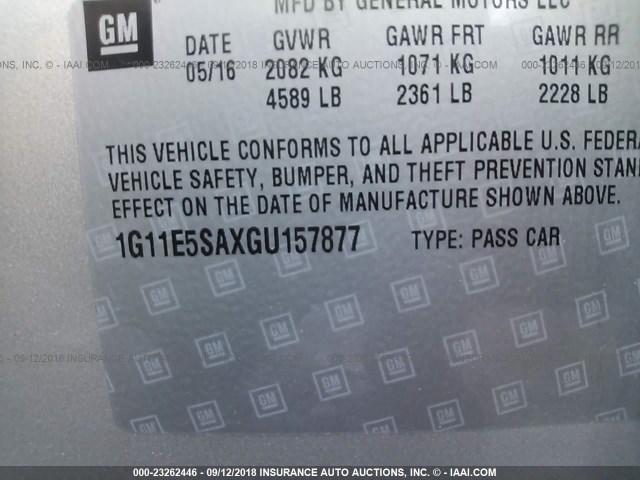 1G11E5SAXGU157877 - 2016 CHEVROLET MALIBU LIMITED LTZ Gümüş foto 9