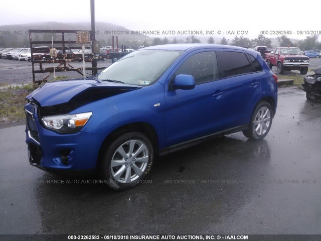 4A4AP3AU3FE026616 - 2015 MITSUBISHI OUTLANDER SPORT ES BLUE photo 2