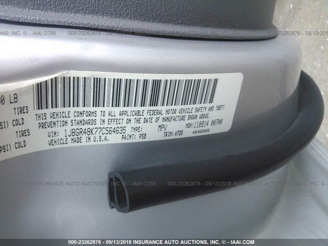 1J8GR48K77C564635 - 2007 JEEP GRAND CHEROKEE LAREDO/COLUMBIA/FREEDOM 银色 照片 9