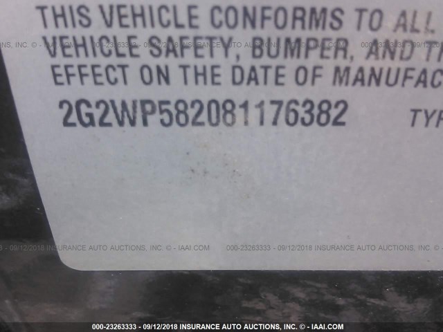 2G2WP582081176382 - 2008 PONTIAC GRAND PRIX BLACK photo 9