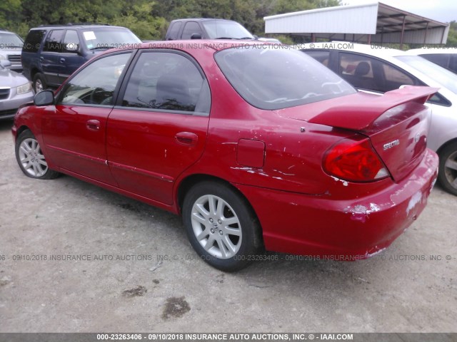 KNAFB121535225468 - 2003 KIA SPECTRA LS RED photo 3