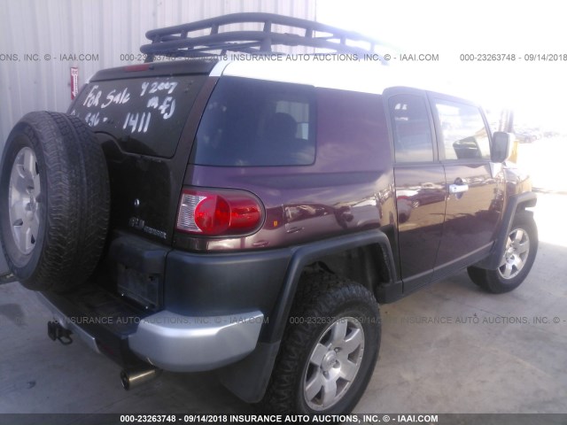 JTEBU11F370095925 - 2007 TOYOTA FJ CRUISER PURPLE photo 4