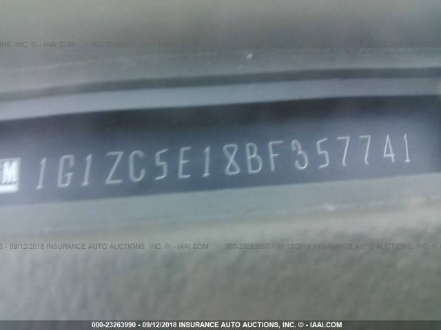1G1ZC5E18BF357741 - 2011 CHEVROLET MALIBU 1LT თეთრი ფოტო 9