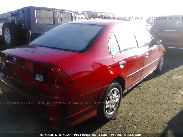 1HGES16325L019549 - 2005 HONDA CIVIC DX VP RED photo 4