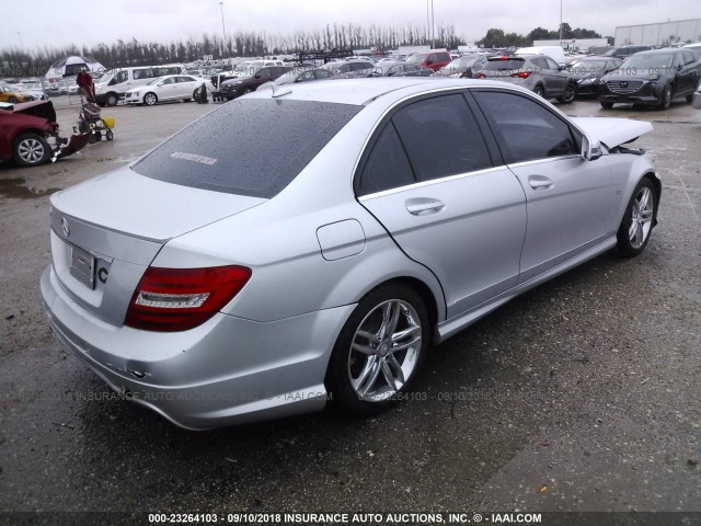 WDDGF4HB9CR203727 - 2012 MERCEDES-BENZ C 250 SILVER photo 4