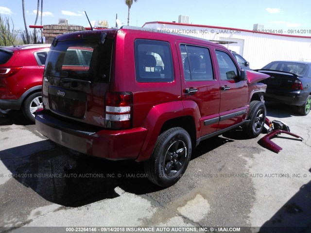 1C4PJMAK7CW218621 - 2012 JEEP LIBERTY SPORT MAROON photo 4