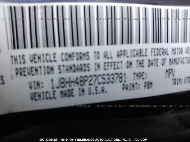 1J8HH48P27C533781 - 2007 JEEP COMMANDER Mavi foto 9