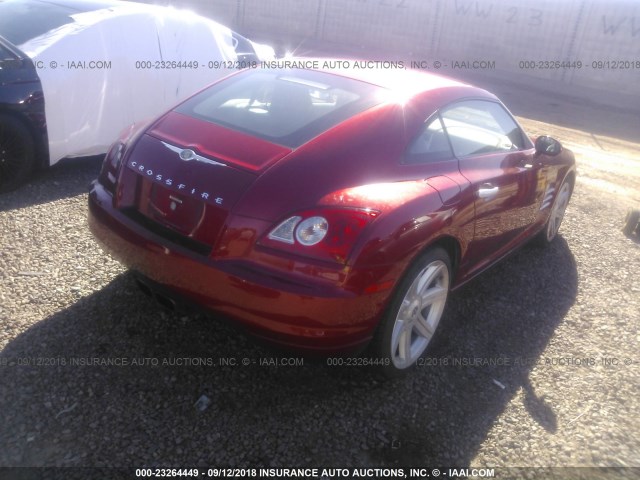 1C3AN69L84X021427 - 2004 CHRYSLER CROSSFIRE LIMITED RED photo 4