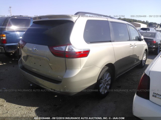 5TDDZ3DCXHS157010 - 2017 TOYOTA SIENNA XLE/LIMITED TAN photo 4