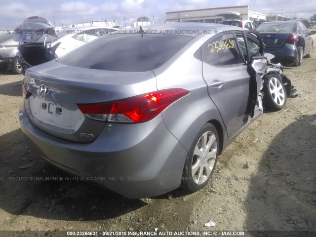 KMHDH4AE1CU470526 - 2012 HYUNDAI ELANTRA GLS/LIMITED GRAY photo 4