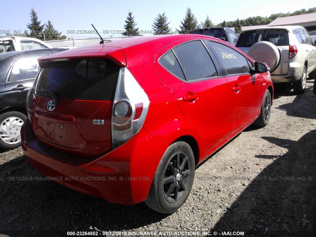 JTDKDTB35D1033615 - 2013 TOYOTA PRIUS C RED photo 4