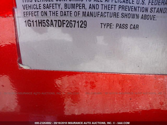 1G11H5SA7DF267129 - 2013 CHEVROLET MALIBU LTZ 红色 照片 9