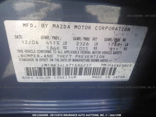 JM1BK34LX71686237 - 2007 MAZDA SPEED 3 蓝色 照片 9