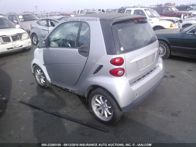 WMEEJ31X78K128169 - 2008 SMART FORTWO PURE/PASSION SILVER photo 3