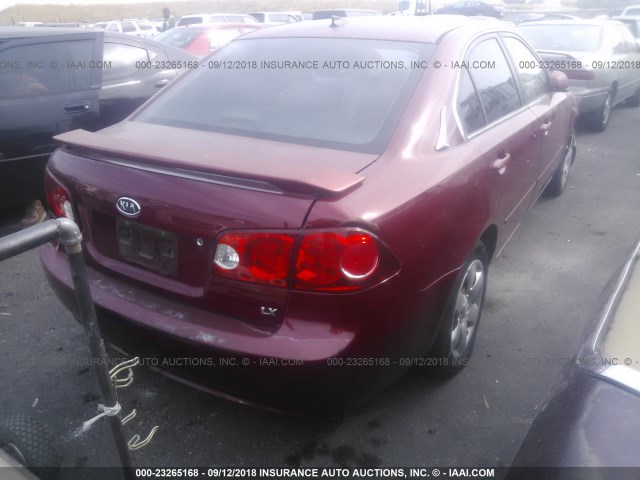 KNAGE123475118009 - 2007 KIA OPTIMA LX/EX BURGUNDY photo 4