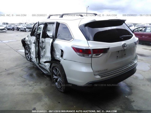 5TDJKRFH5FS187662 - 2015 TOYOTA HIGHLANDER XLE თეთრი ფოტო 3