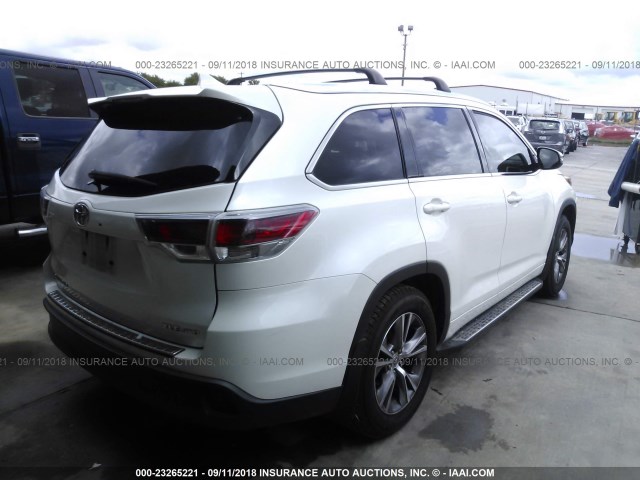 5TDJKRFH5FS187662 - 2015 TOYOTA HIGHLANDER XLE თეთრი ფოტო 4