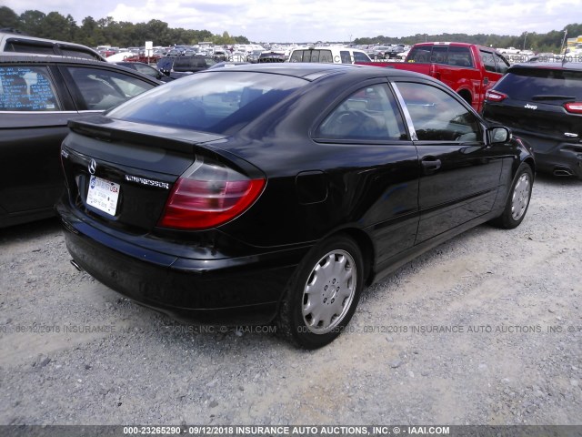 WDBRN47J72A279151 - 2002 MERCEDES-BENZ C 230K SPORT COUPE BLACK photo 4