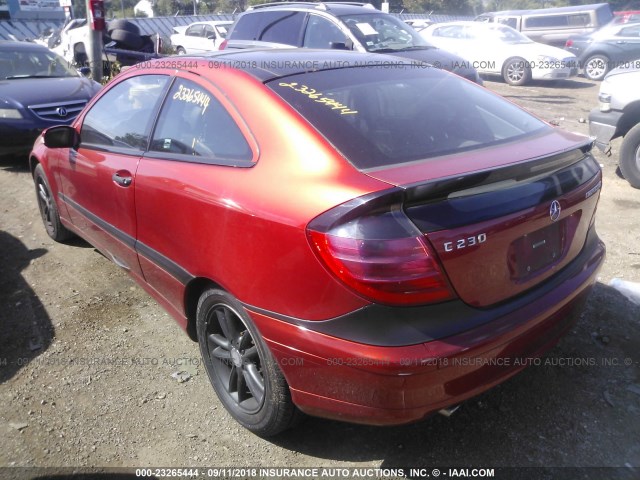 WDBRN47J22A369498 - 2002 MERCEDES-BENZ C 230K SPORT COUPE ORANGE photo 3