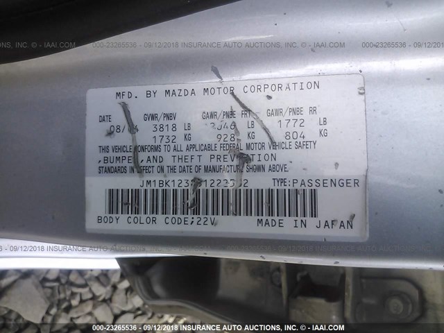 JM1BK123851222562 - 2005 MAZDA 3 S SILVER photo 9