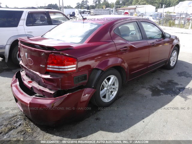 1B3LC56K48N620148 - 2008 DODGE AVENGER SXT BURGUNDY photo 4