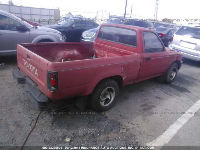 4TARN81AXPZ076308 - 1993 TOYOTA PICKUP 1/2 TON SHORT WHEELBASE STB RED photo 4