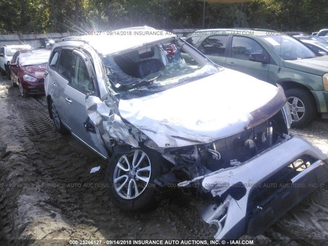 5N1AR2MN9DC651428 - 2013 NISSAN PATHFINDER S/SV/SL/PLATINUM SILVER photo 1