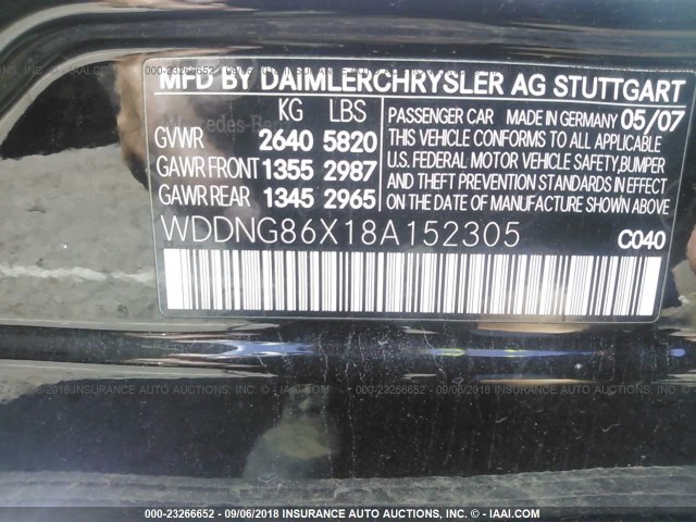 WDDNG86X18A152305 - 2008 MERCEDES-BENZ S 550 4MATIC BLACK photo 9