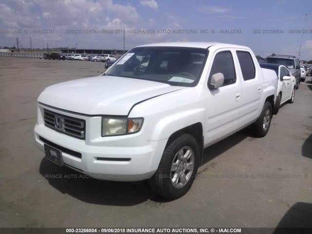 2HJYK16576H502736 - 2006 HONDA RIDGELINE RTL WHITE photo 2