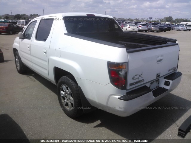 2HJYK16576H502736 - 2006 HONDA RIDGELINE RTL WHITE photo 3