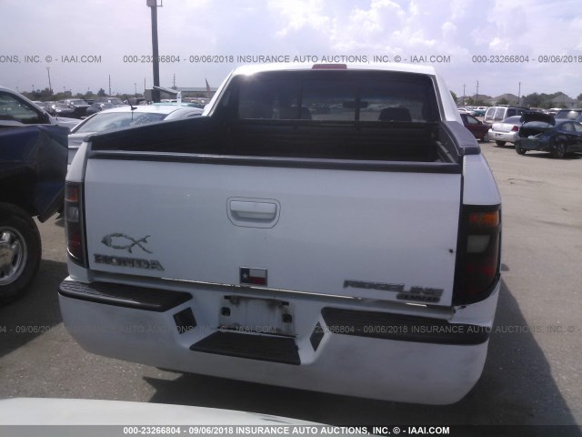 2HJYK16576H502736 - 2006 HONDA RIDGELINE RTL WHITE photo 6