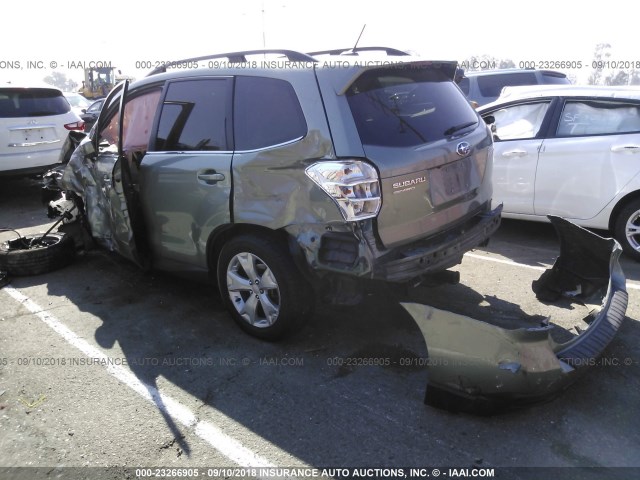 JF2SJARC6FH407275 - 2015 SUBARU FORESTER 2.5I LIMITED GREEN photo 3