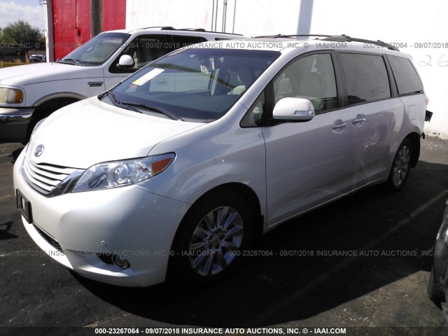 5TDDK3DC9ES072692 - 2014 TOYOTA SIENNA XLE/LIMITED WHITE photo 2