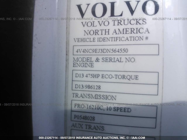 4V4NC9EJ3DN564550 - 2013 VOLVO VN WHITE photo 10