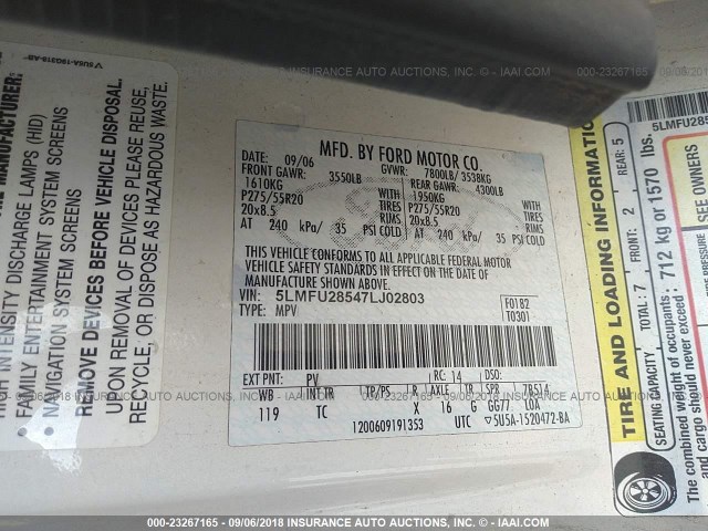 5LMFU28547LJ02803 - 2007 LINCOLN NAVIGATOR BEIGE photo 9