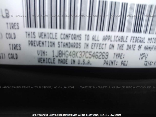 1J8HG48K37C546269 - 2007 JEEP COMMANDER GREEN photo 9