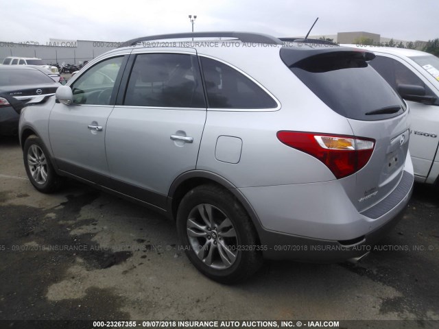 KM8NU4CC7CU184644 - 2012 HYUNDAI VERACRUZ GLS/LIMITED SILVER photo 3