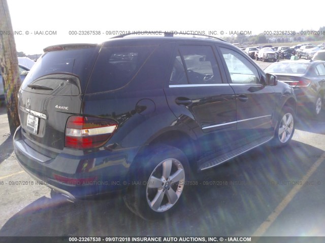 4JGBB8GB8BA702259 - 2011 MERCEDES-BENZ ML 350 4MATIC BLACK photo 4