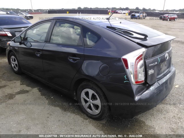 JTDKN3DU3D5581575 - 2013 TOYOTA PRIUS GRAY photo 3