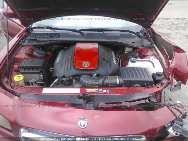2B3KA53H56H203105 - 2006 DODGE CHARGER R/T RED photo 10