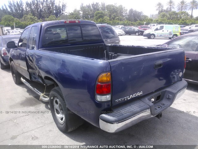 5TBRN341XYS106180 - 2000 TOYOTA TUNDRA ACCESS CAB SR5 BLUE photo 3