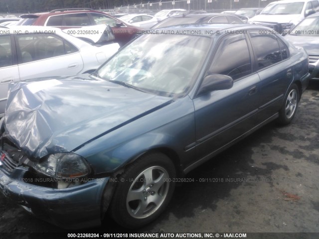 2HGEJ6623VH521099 - 1997 HONDA CIVIC DX BLUE photo 2