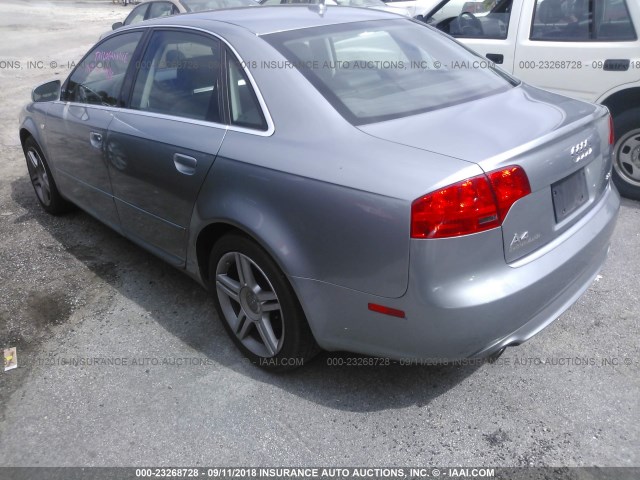 WAUAF78E48A041956 - 2008 AUDI A4 2.0T GRAY photo 3