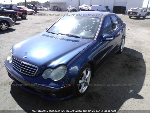 WDBRF40J55F648667 - 2005 MERCEDES-BENZ C 230K SPORT SEDAN BLUE photo 2