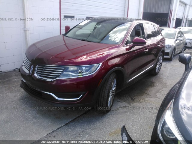 2LMPJ6LRXJBL12755 - 2018 LINCOLN MKX RESERVE წითელი ფოტო 2