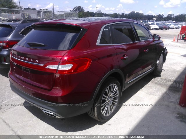 2LMPJ6LRXJBL12755 - 2018 LINCOLN MKX RESERVE წითელი ფოტო 4