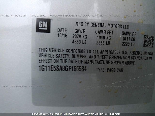 1G11E5SA8GF166534 - 2016 CHEVROLET MALIBU LIMITED LTZ Gümüş foto 9