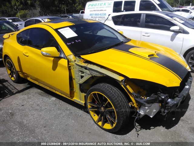 KMHHU6KHXAU004768 - 2010 HYUNDAI GENESIS COUPE 3.8L YELLOW photo 1