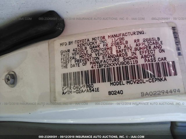 4T1BF22KXVU906119 - 1997 TOYOTA CAMRY CE/LE/XLE 白色 照片 9