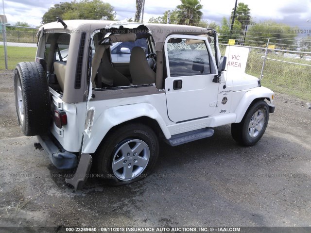 1J4FA59S31P308419 - 2001 JEEP WRANGLER / TJ SAHARA WHITE photo 4